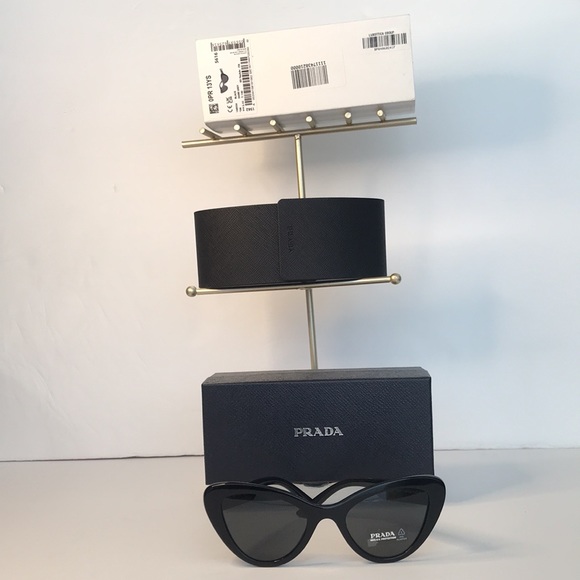 Authentic- 💯- New - PRADA PR 13YS Black Dark Grey Gradient Cat-Eye Sunglasses - Picture 14 of 17